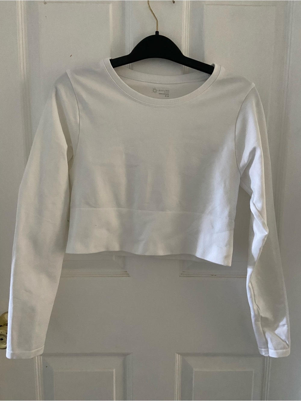 Cropped White Long-Sleeve Top - Brand: